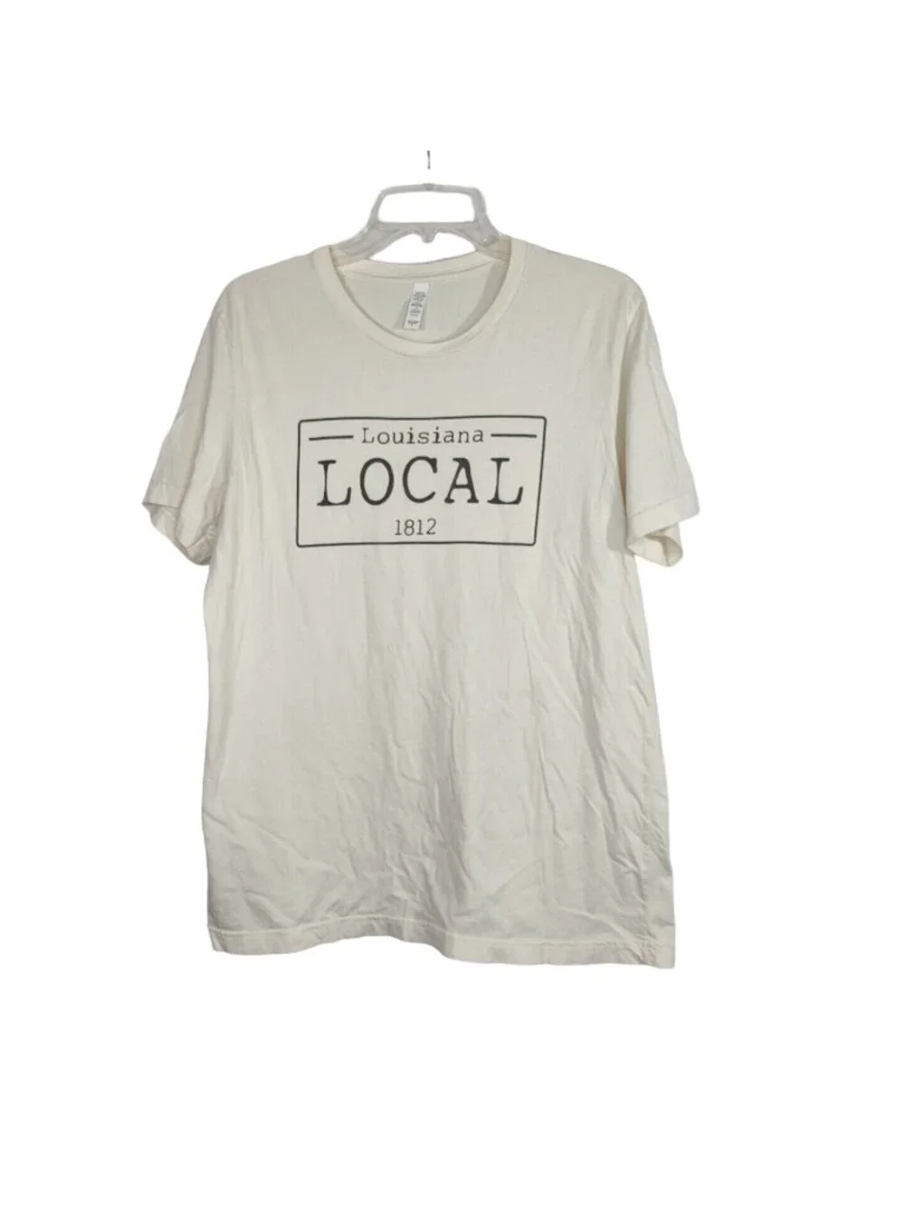 Unbranded Tan Beige Louisiana Local Graphic T-Shirt Women Size L Crewneck FLAW - Picture 1 of 7